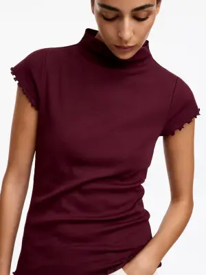 T-shirt à col roulé - Rouge foncé — photo 3