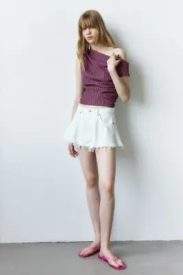 Top asymétrique texturé - Violet ancien — photo 2