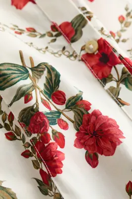 Robe chemise en popeline - Crème/fleuri — photo 4