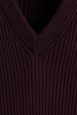 Pull sans manches côtelé Slim Fit - Violet prune — photo 4