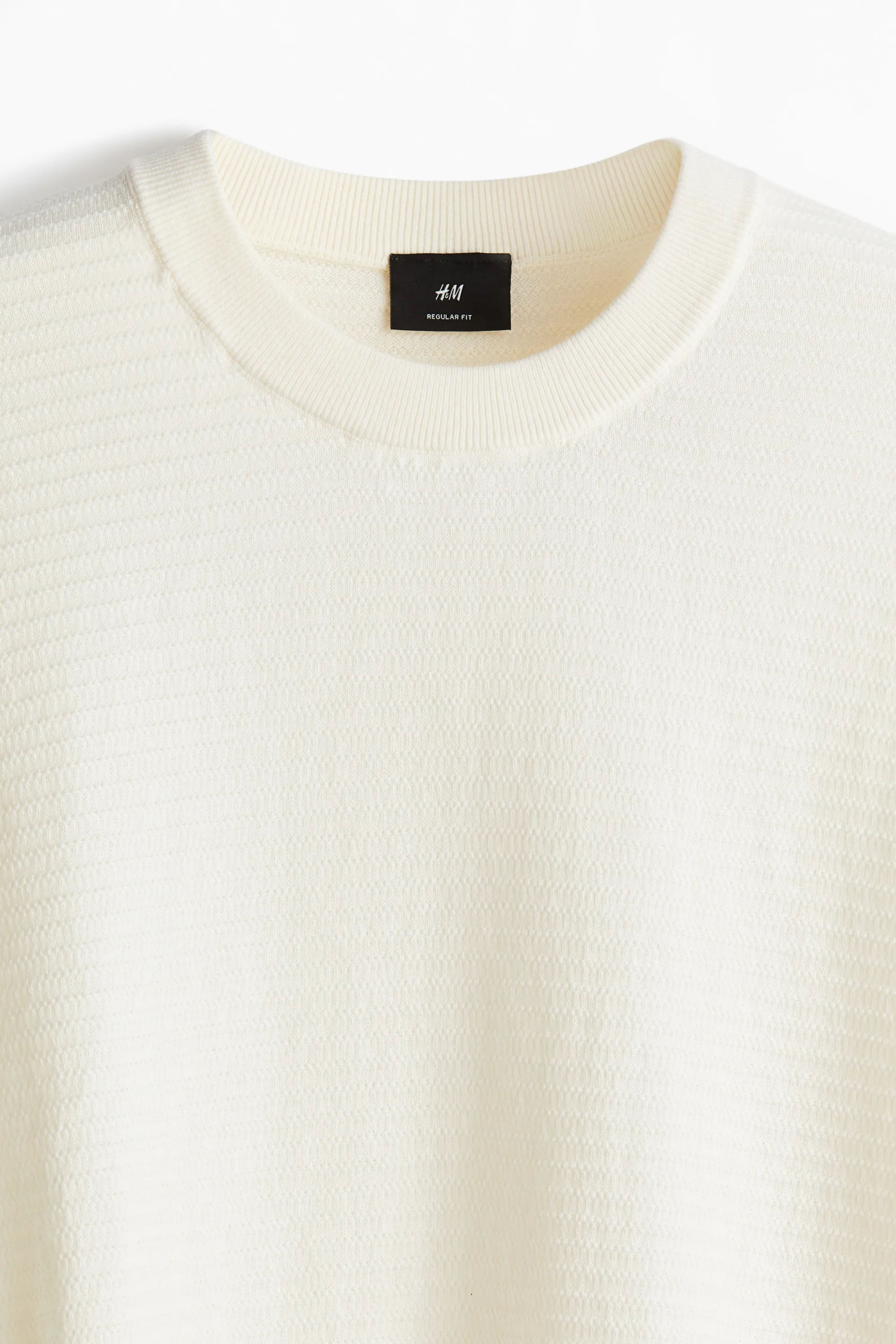 Pull Regular Fit en maille texturée - Crème