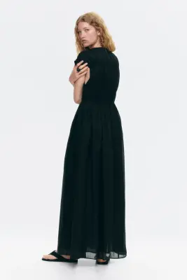 Robe en ramie avec cordons de serrage - Noir — photo 2
