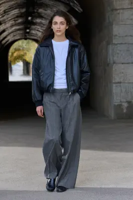 Pantalon chic à jambes larges - Gris/carreaux — photo 2