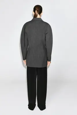 BLAZER LONG CROISÉ SCULPTÉ - GRIS CHINÉ — photo 4