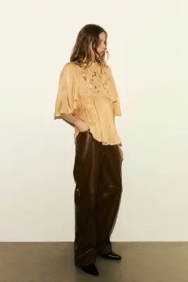 Blouse jacquard brodée - Jaune — photo 3