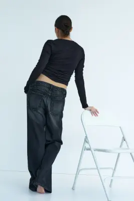 MAMA Wide Low Jeans - Noir denim — photo 2