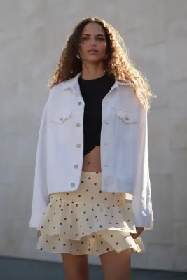 Jupe à étages - Jaune clair/pois — photo 1