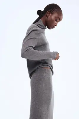 Jupe tube en maille fine - Gris foncé chiné — photo 1