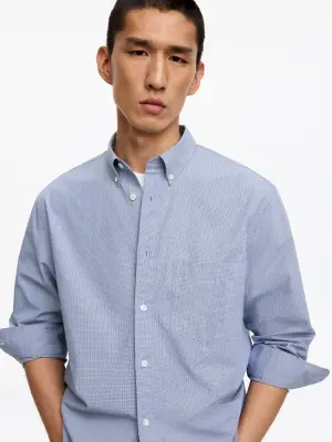 Chemise décontractée à carreaux - Bleu — photo 3