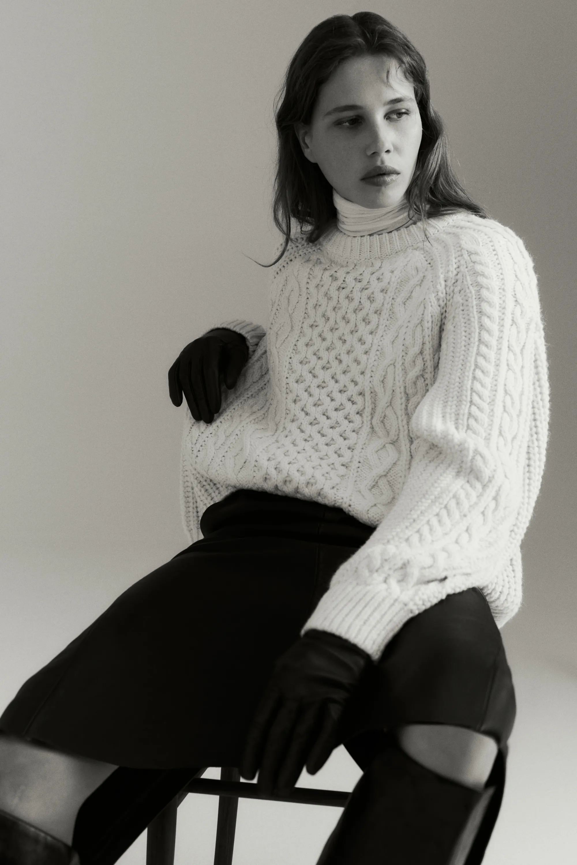 Pull en maille torsadée - Crème