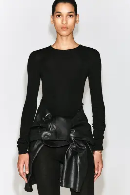TOP À MANCHES LONGUES SANS COUTURE EN MÉRINOS - NOIR — photo 3
