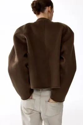 Veste faite main en laine mélangée - Taupe foncé — photo 4