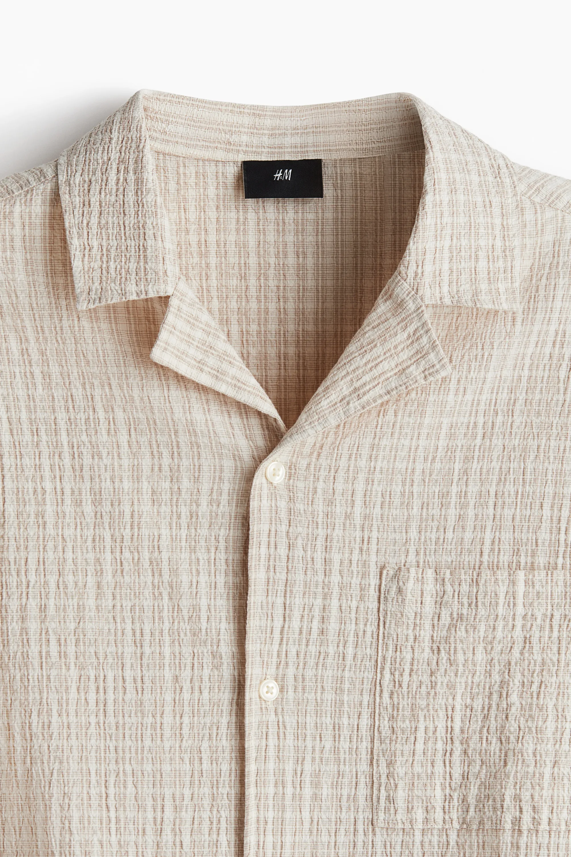 Loose Fit Seersucker resort shirt - Beige/carreaux
