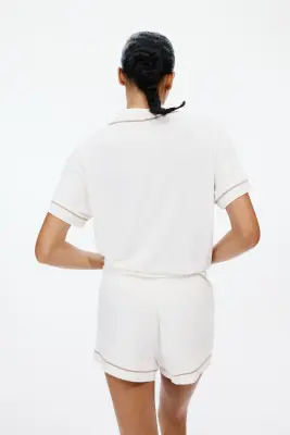 Pyjama en viscose mélangée - Crème — photo 2