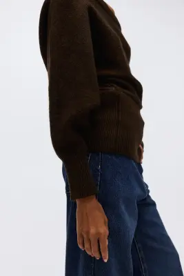Pull asymétrique - Marron foncé — photo 2
