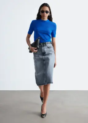T-shirt en mailles fines - Bleu vif — photo 2