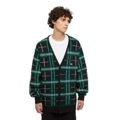 DICKIES CARDIGAN CARREAUX Noir Vert — photo 1