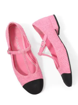 Ballerines plates en tweed rose et bouts noirs CROISIERE 2023 Prix boutique 1100€ Taille 38 — photo 5