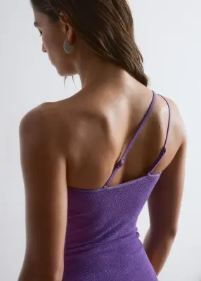 Maillot de bain asymétrique et texturé - Violet — photo 5