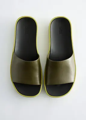 Slip-On Leather Sandals - Vert — photo 4