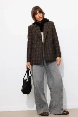 Veste blazer à carreaux Femme — photo 5
