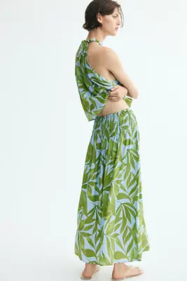 Jupe midi texturée - Vert/feuilles — photo 2