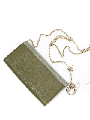 Sac LADY DIOR Wallet on chain en cuir vert et chaine argent Prix boutique €1800 — photo 3