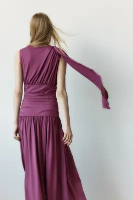 Robe en jersey à effet drapé - Violet — photo 4