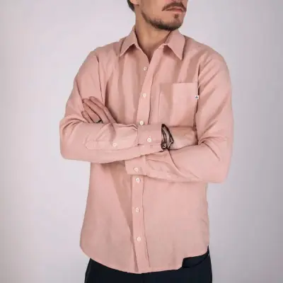 Chemise Zeus en lin rose — photo 1