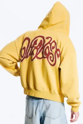 Sweat à capuche zippé ample graphique - Vague jaune - rouge — photo 2