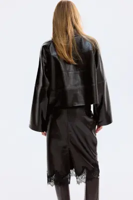 Veste en tissu enduit - Marron foncé — photo 3