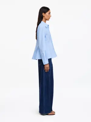 Chemise cintrée en popeline de coton - Bleu ciel — photo 1
