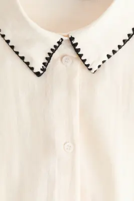 Chemise de plage oversize - Crème — photo 4