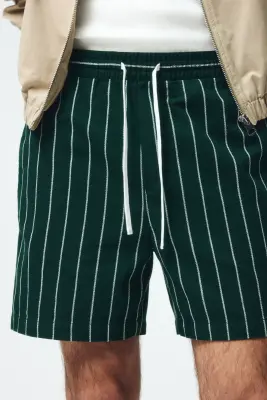 Short Regular Fit - Vert foncé/rayé — photo 1