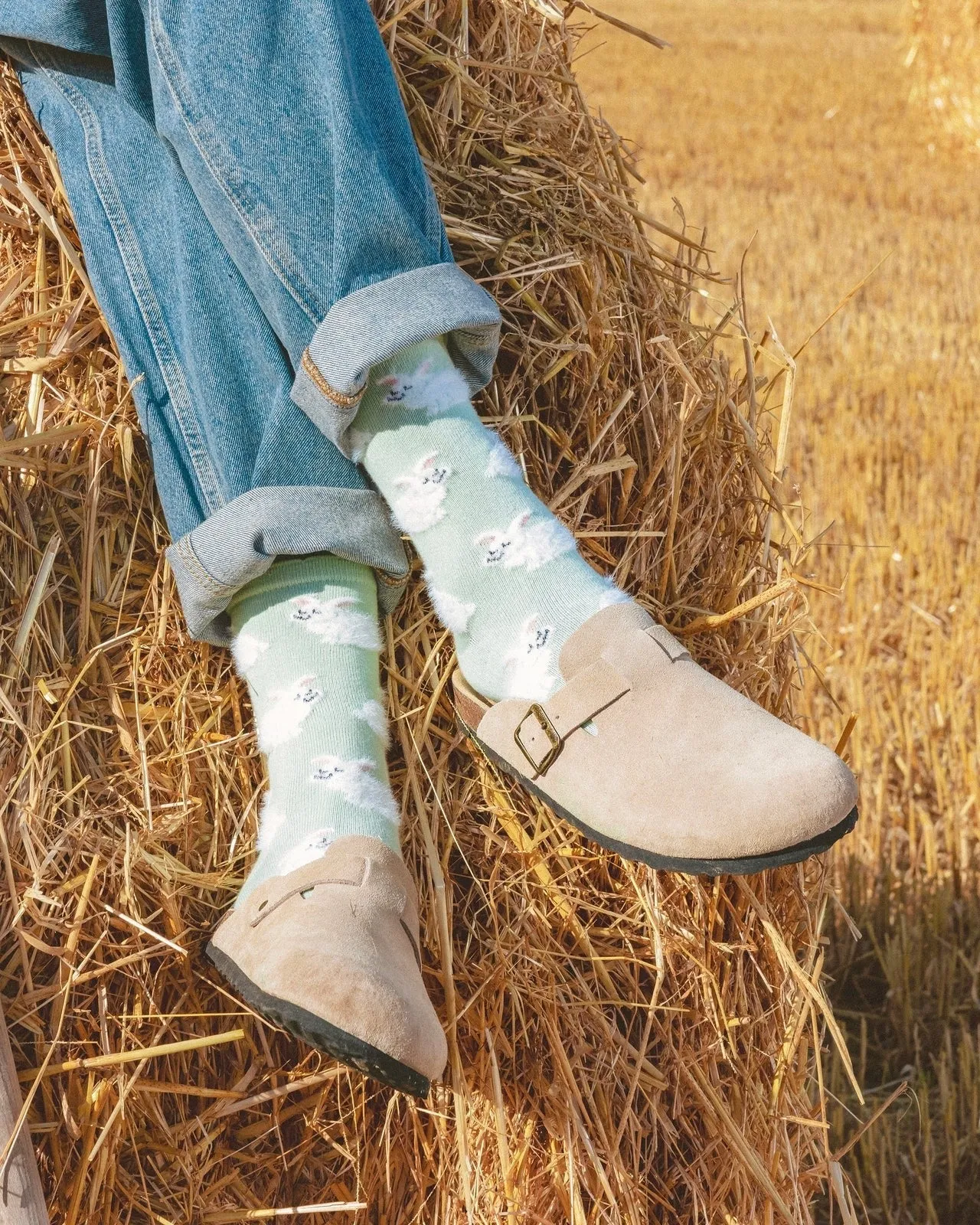 Chaussettes Lapin vert sauge – Coucou Suzette
