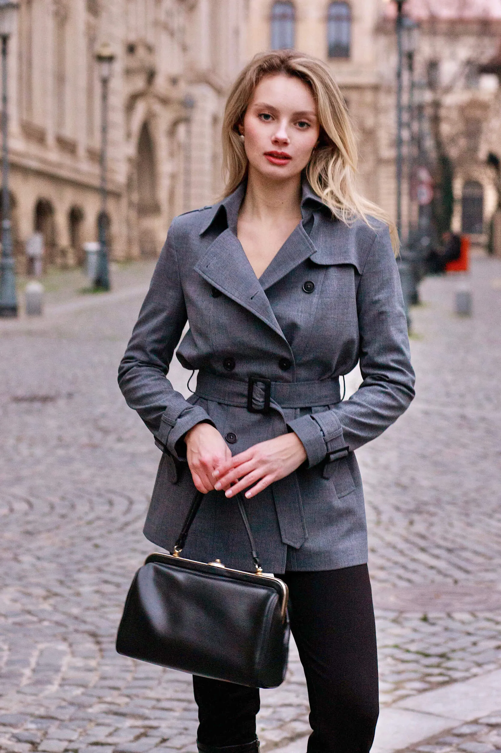 Leanne Short Trench Coat - Grey