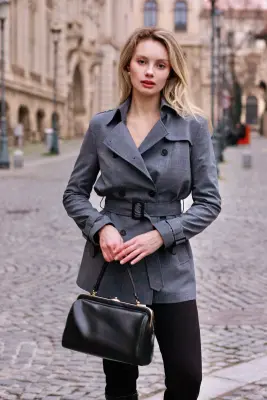 Leanne Short Trench Coat - Grey — photo 1