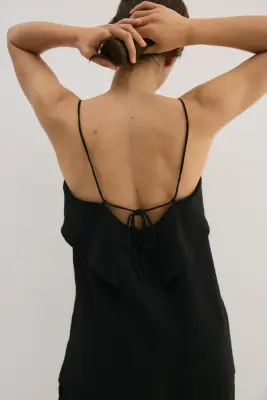 Top à bretelles fines en viscose mélangée - Noir — photo 2