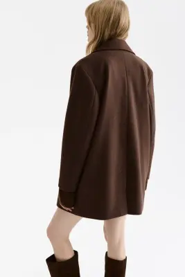 Manteau à fermeture croisée - Marron foncé — photo 2