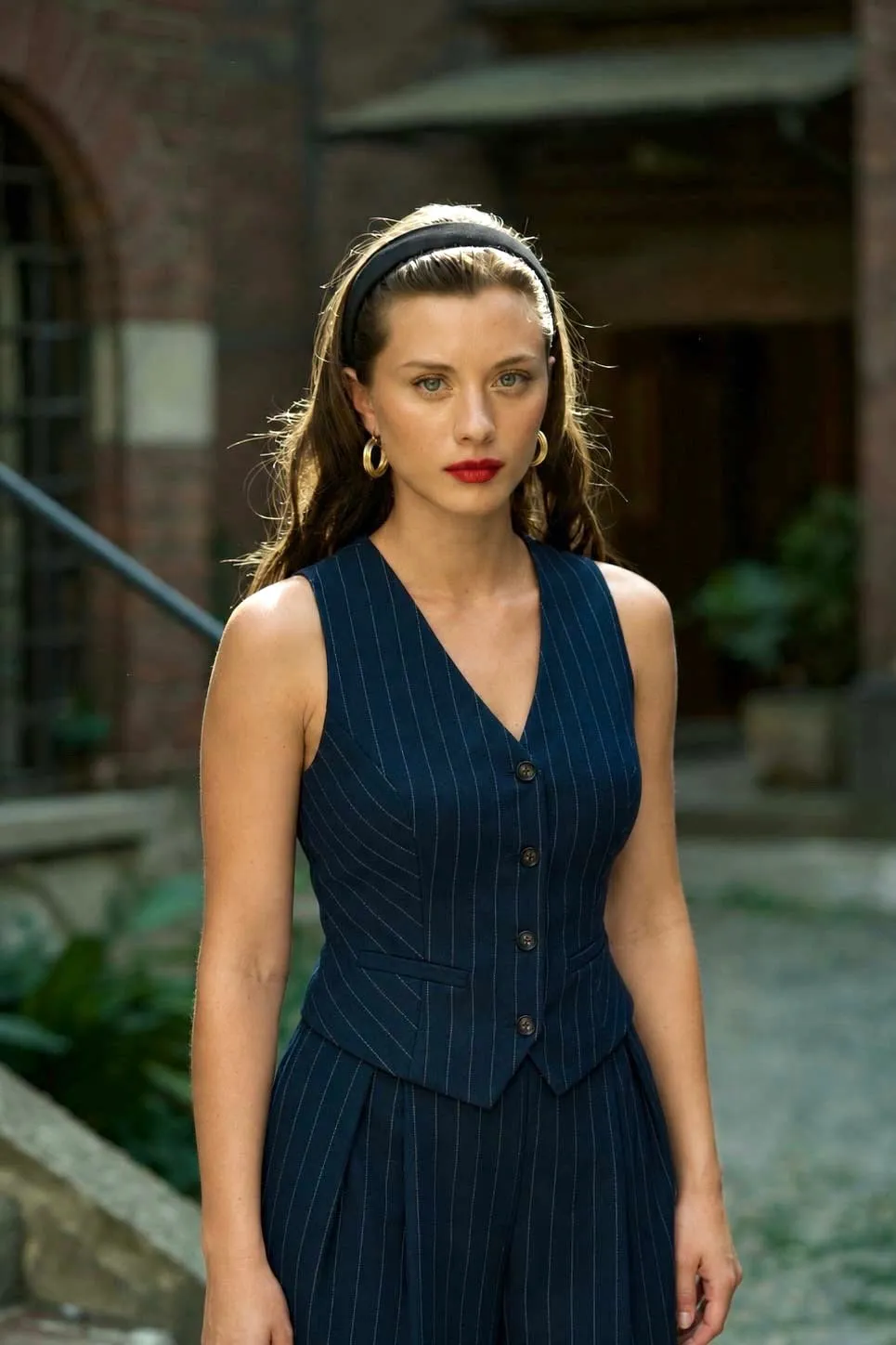 Adelia Striped Vest - Navy stripes