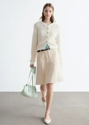 Cardigan en soie et coton - Beige clair — photo 3