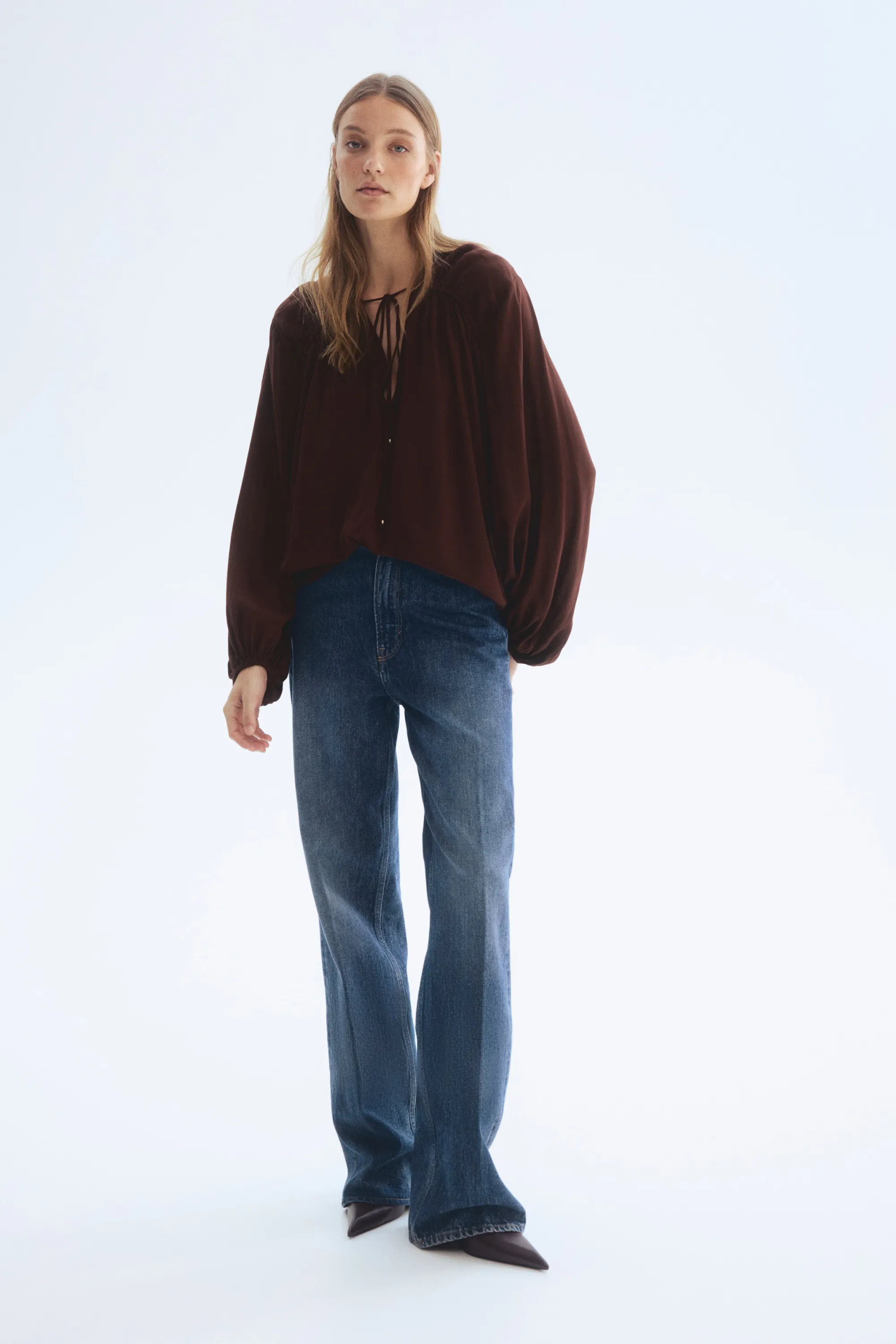 Blouse oversize en viscose - Marron foncé