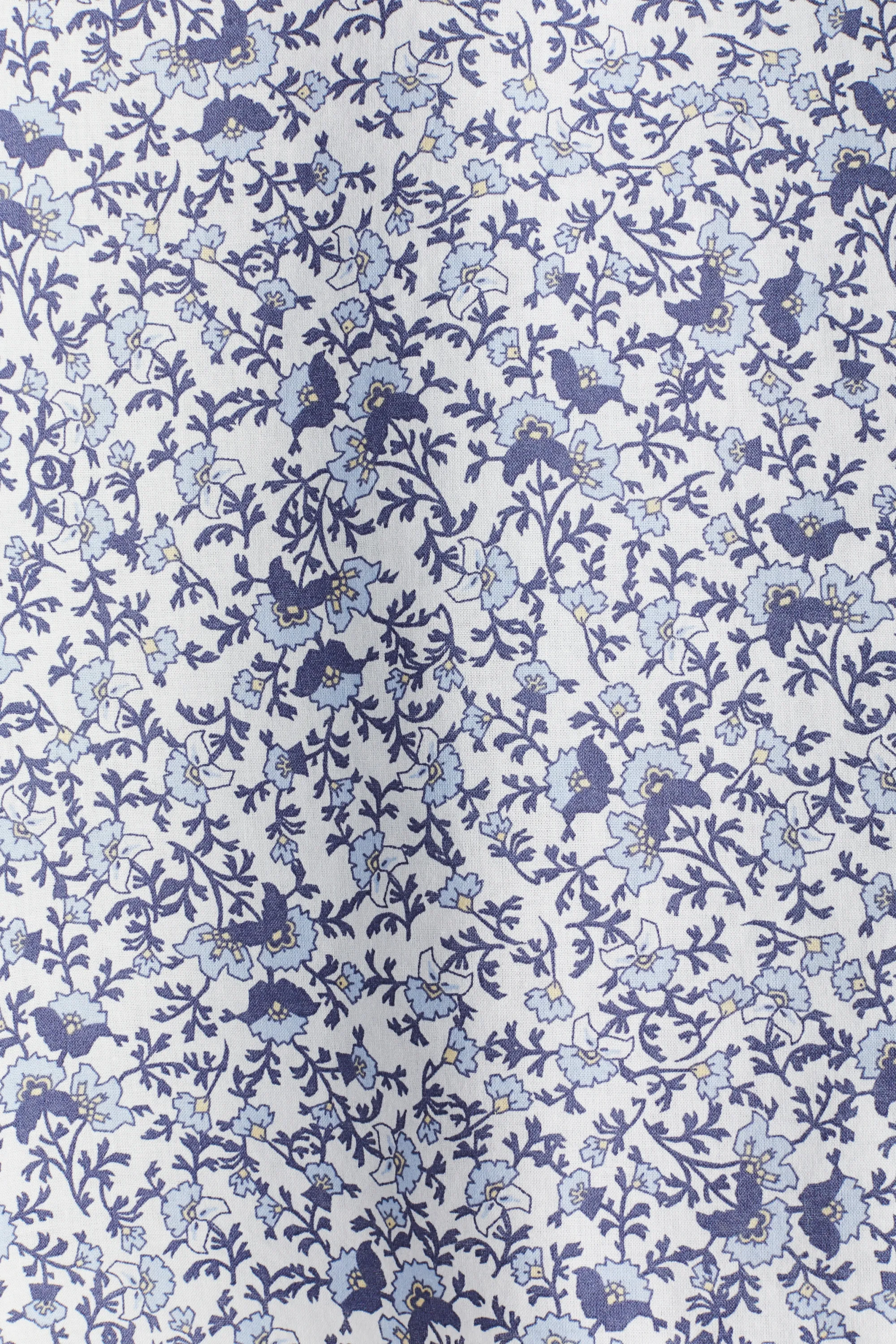 Blouse volantée - Blanc/bleu/fleuri