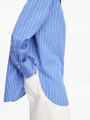 Chemise ample en coton et soie - Bleu — photo 3