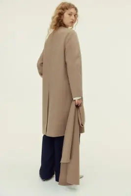 Manteau fait main en laine mélangée - Beige — photo 3