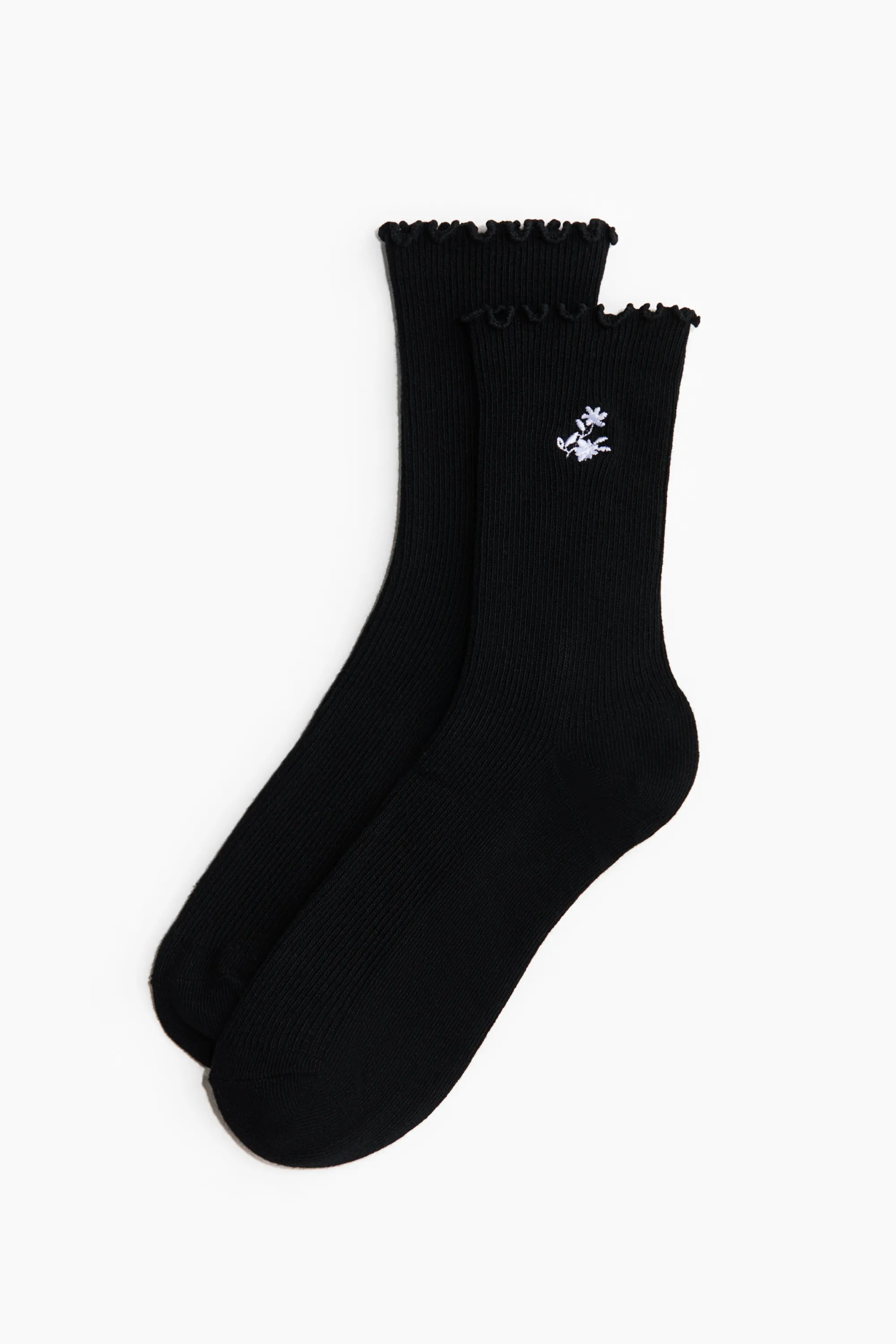 Lot de 5 paires de chaussettes en maille côtelée - Noir/gris chiné