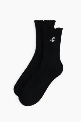 Lot de 5 paires de chaussettes en maille côtelée - Noir/gris chiné — photo 1