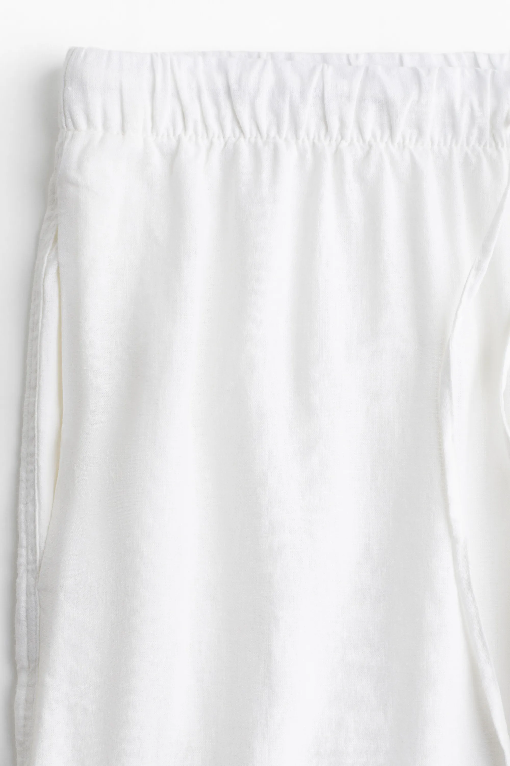 Pantalon large en lin mélangé - Blanc