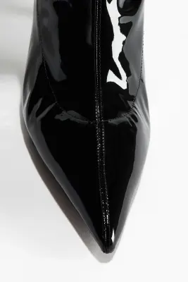 Bottes chaussettes vernies de hauteur genou - Noir — photo 2