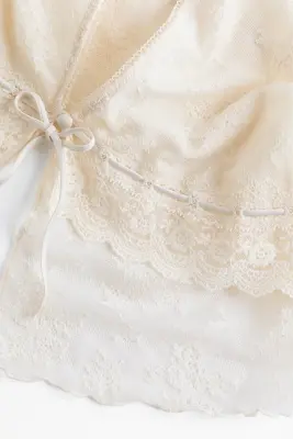 Crop top en dentelle - Crème — photo 3